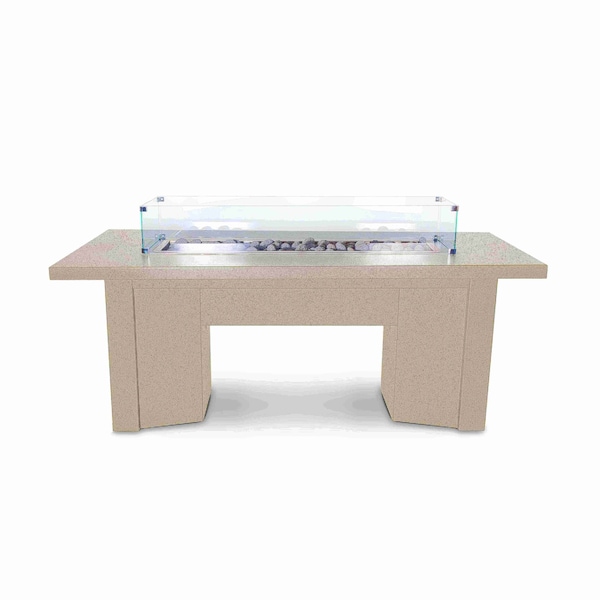 The Outdoor Plus 60 Rectangular Alameda Fire Table, Powder Coated Metal, Spark Ignition w/Flame Sense, Liquid Propane OPT-ALMPC60FSEN-PEW-LP - main